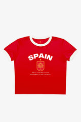 Spain Cropped Ringer T-Shirt - Red