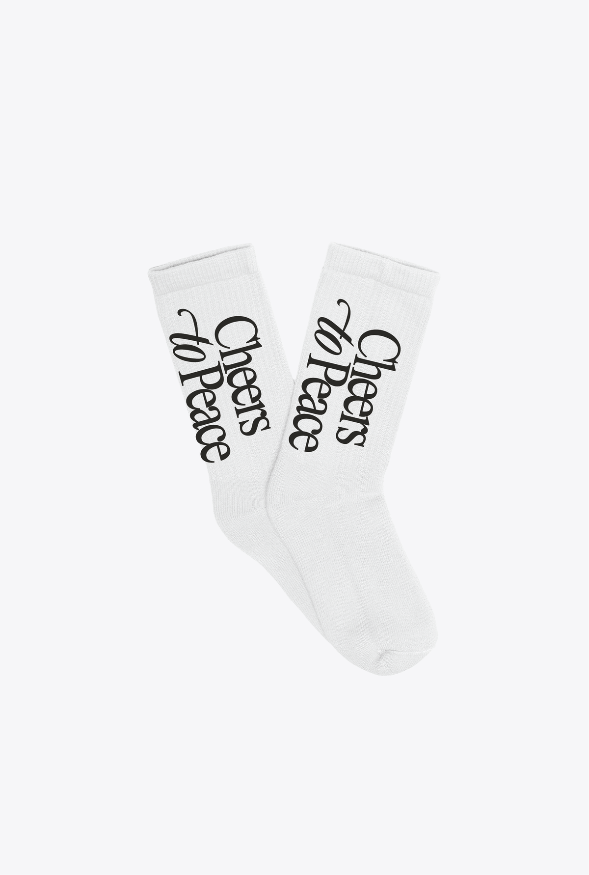 Cheers to Peace Crew Socks - White